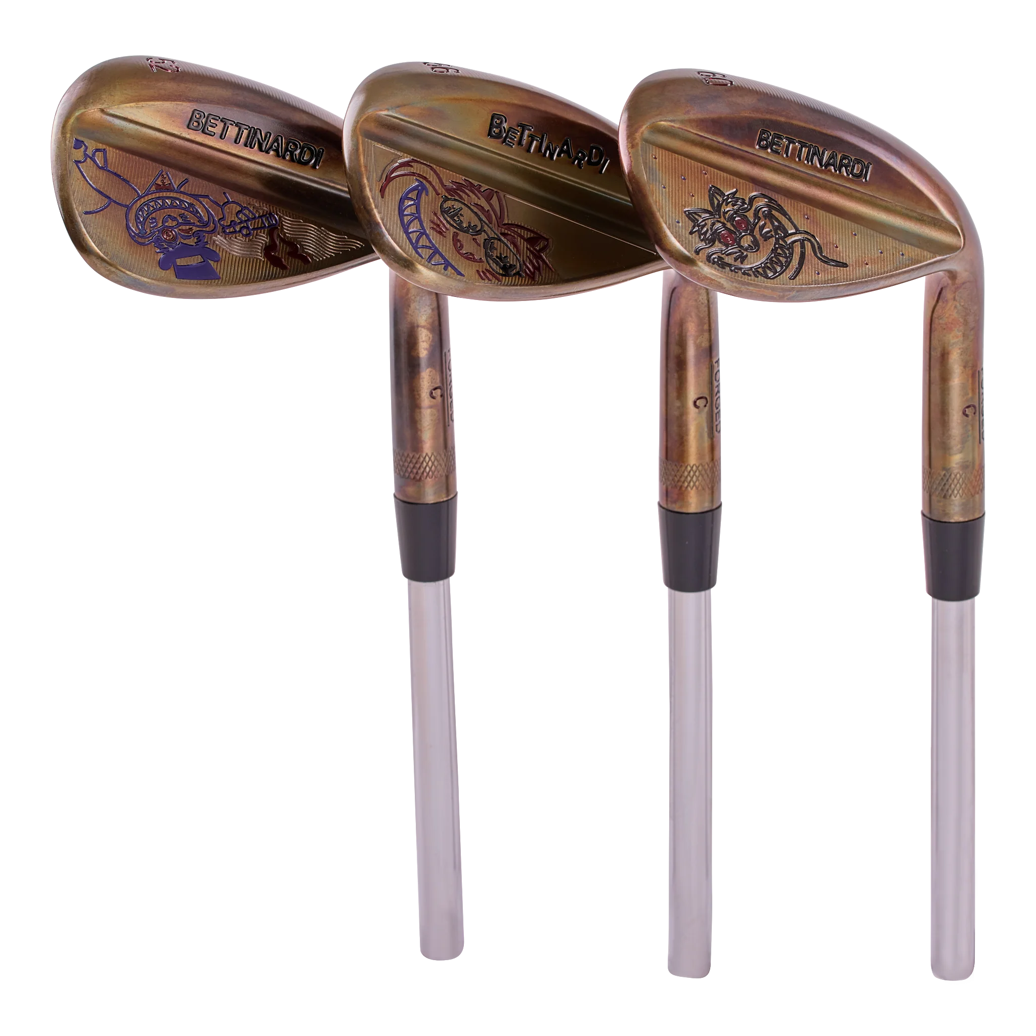 Phases of Fat Cat Polished Steel Patina Wedge Set (52°, 56°, 60°)